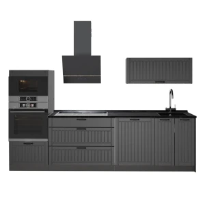 Cucina componibile Fame-Line Grigio scuro/Antracite 280 cm senza piano di lavoro Vicco