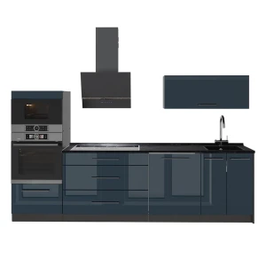 Cucina componibile Fame-Line Blu scuro lucido/Antracite 280 cm, PL Antracite Vicco
