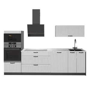 Cuisine Fame-Line Blanc campagne/Anthracite 280cm, PT Marbre Vicco