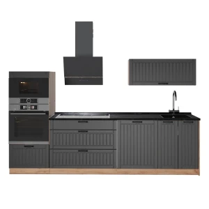 Cucina componibile Fame-Line Grigio scuro/Rovere dorato 280 cm, PL Antracite Vicco