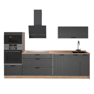 Cucina componibile Fame-Line Grigio scuro/Rovere dorato 280 cm, PL Rovere Vicco