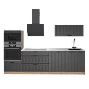 Cucina componibile Fame-Line Grigio scuro/Rovere dorato 280 cm, PL Marmo Vicco