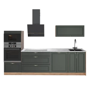 Cucina componibile Fame-Line Verde-oro rustico/Rovere dorato 280 cm, PL Marmo Vicco