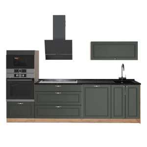 Cucina componibile Fame-Line Verde-oro rustico/Rovere dorato 280 cm senza piano di lavoro Vicco