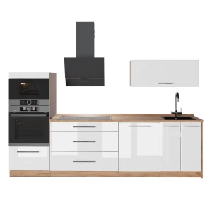 Cucina componibile Fame-Line Bianco lucido/Rovere dorato 280 cm, PL Rovere Vicco
