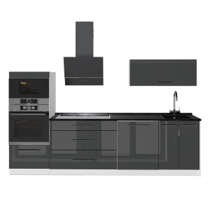 Cucina componibile Fame-Line Antracite lucido/Bianco 280 cm, PL Antracite Vicco