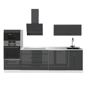 Cucina componibile Fame-Line Antracite lucido/Bianco 280 cm senza piano di lavoro Vicco