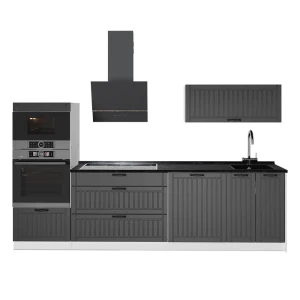 Cucina componibile Fame-Line Grigio scuro/Bianco 280 cm, PL Antracite Vicco