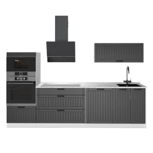 Cucina componibile Fame-Line Grigio scuro/Bianco 280 cm, PL Marmo Vicco