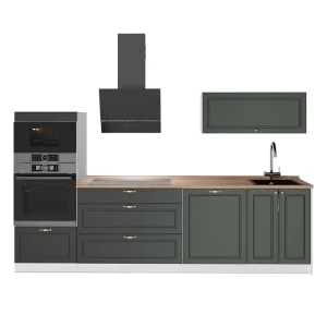 Cucina componibile Fame-Line Verde-oro rustico/Bianco 280 cm, PL Rovere Vicco