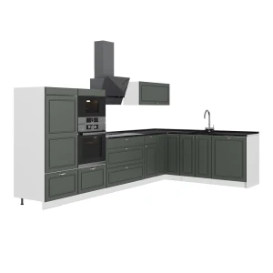 Hoekkeuken Fame-Line Groen-Goud Landhuis/Wit 347 x 207 cm zonder werkblad Vicco