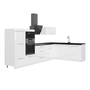 Hoekkeuken Fame-Line Wit Hoogglans/Wit 347 x 207 cm, WB Antraciet Vicco