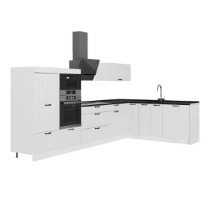 Kuchnia narożna Fame-Line Biały rustykalny/Biały 347 x 207 cm, BP Antracyt Vicco