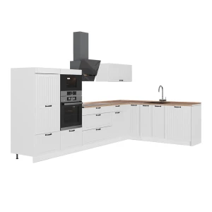 Hoekkeuken Fame-Line Wit Landhuis/Wit 347 x 207 cm, WB Eik Vicco