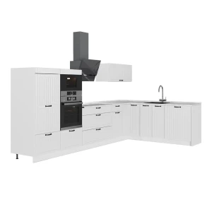 Hoekkeuken Fame-Line Wit Landhuis/Wit 347 x 207 cm, WB Marmer Vicco
