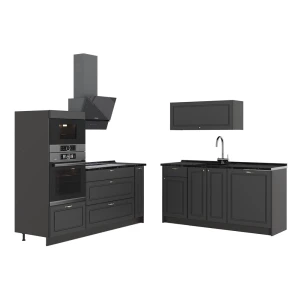 Keuken Fame-Line Anthrazit-Gold Landhaus/Antraciet 340 cm zonder werkblad Vicco