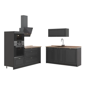 Keuken Fame-Line Anthrazit-Gold Landhaus/Antraciet 340 cm, WB Eik Vicco