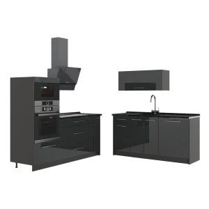 Keuken Fame-Line Antraciet Hoogglans/Antraciet 340 cm, WB Antraciet Vicco