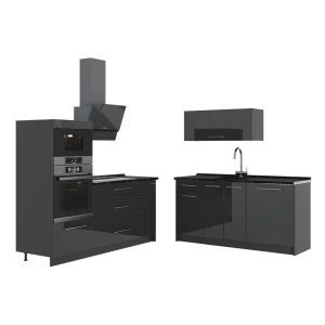Cuisine Fame-Line Anthracite Haute brillance/Anthracite 340cm sans PT Vicco