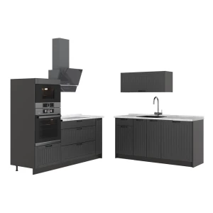 Kuchnia Fame-Line Ciemnoszary/Antracyt 340 cm, BP Marmur Vicco