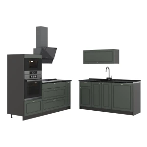 Keuken Fame-Line Groen-Goud Landhuis/Antraciet 340 cm zonder werkblad Vicco