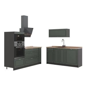 Kuchnia Fame-Line Green Gold Country/Antracyt 340 cm, BP Dąb Vicco