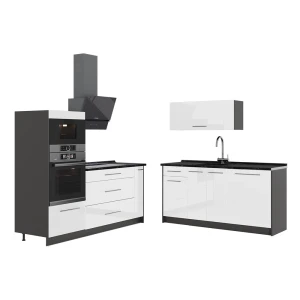 Kuchnia Fame-Line Biały wysoki połysk/Antracyt 340 cm, BP Antracyt Vicco