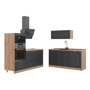 Keuken Fame-Line Anthrazit-Gold Landhaus/Goudkleurig Eiken 340 cm, WB Eik Vicco