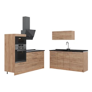 Kuchnia Fame-Line Dąb goldkraft/Dąb goldkraft 340 cm, BP Antracyt Vicco