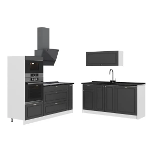 Keuken Fame-Line Anthrazit-Gold Landhaus/Wit 340 cm, WB Antraciet Vicco