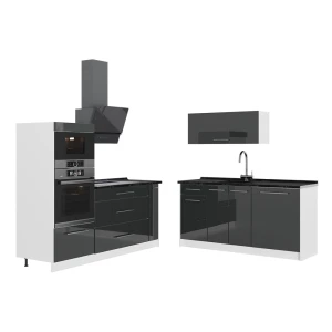 Keuken Fame-Line Antraciet Hoogglans/Wit 340 cm, WB Antraciet Vicco