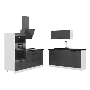 Kuchnia Fame-Line Ciemnoszary/Biały 340 cm, BP Antracyt Vicco