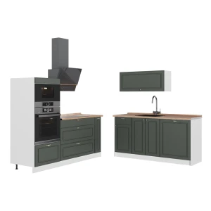 Kuchnia Fame-Line Green Gold Country/Biały 340 cm, BP Dąb Vicco