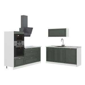 Kuchnia Fame-Line Green Gold Country/Biały 340 cm, BP Marmur Vicco