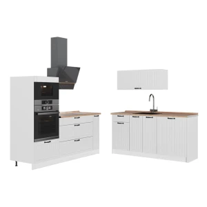 Keuken Fame-Line Wit Landhuis/Wit 340 cm, WB Eik Vicco