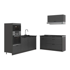 Keuken Fame-Line Donkergrijs/Antraciet 340 cm, WB Antraciet Vicco