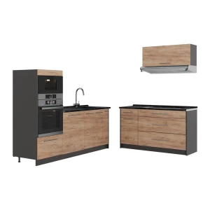 Keuken Fame-Line Goudkleurig Eiken/Antraciet 340 cm zonder werkblad Vicco