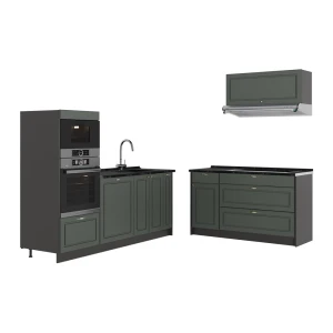 Keuken Fame-Line Groen-Goud Landhuis/Antraciet 340 cm zonder werkblad Vicco
