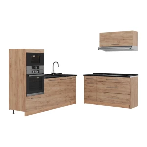 Kuchnia Fame-Line Dąb goldkraft/Dąb goldkraft 340 cm, BP Antracyt Vicco