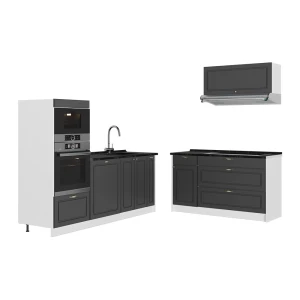 Cucina Fame-Line Oro-antracite rustico/Bianco 340 cm, PL Antracite Vicco