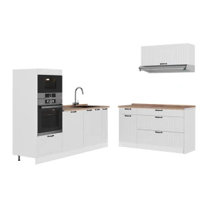 Cucina Fame-Line Bianco rustico/Bianco 340 cm, PL Rovere Vicco