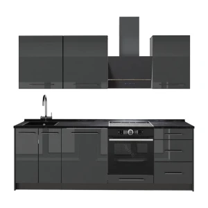 Zabudowa kuchenna Fame-Line Antracyt połysk/Antracyt 230 cm, BP Antracyt Vicco