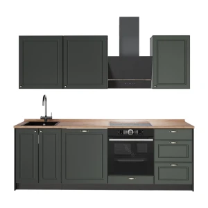 Complete keukeneenheid Fame-Line Groen-Goud Landhuis/Antraciet 230 cm, WB Eik Vicco