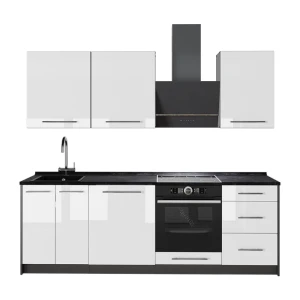Cuisine Fame-Line Blanc Haute brillance/Anthracite 230cm, PT Anthracite Vicco