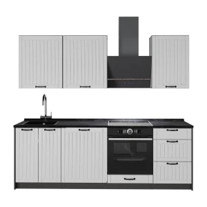 Cuisine Fame-Line Blanc campagne/Anthracite 230cm sans PT Vicco