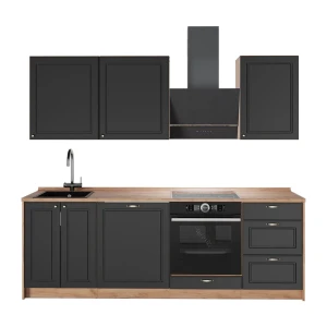 Cuisine Fame-Line Anthrazit-Gold Landhaus/Chêne de force doré 230cm, PT Chêne Vicco