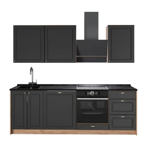 Cuisine Fame-Line Anthrazit-Gold Landhaus/Chêne de force doré 230cm sans PT Vicco