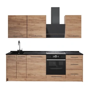 Küchenzeile Fame-Line Goldkraft Eiche/Goldkraft Eiche 230 cm, AP Anthrazit Vicco