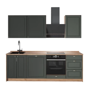Zabudowa kuchenna Fame-Line Green Gold Country/Dąb goldkraft 230 cm, BP Dąb Vicco