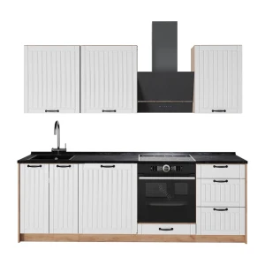 Zabudowa kuchenna Fame-Line Biały rustykalny/Dąb goldkraft 230 cm, BP Antracyt Vicco